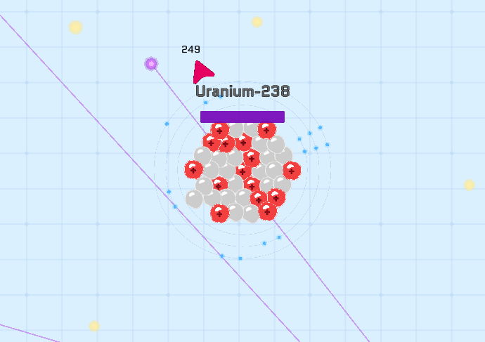 Pb-206: Lead me Home gameplay showing a Uranium-238 atom